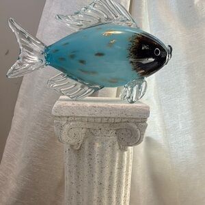 Blue Glass Fish Sculpture